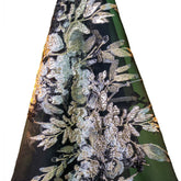 Tela de tul negro con flores de Sahsa - Tela de alta costura bordada en oro para vestidos de noche y eventos 150 cm x 100 cm - 30546 DIOR30V